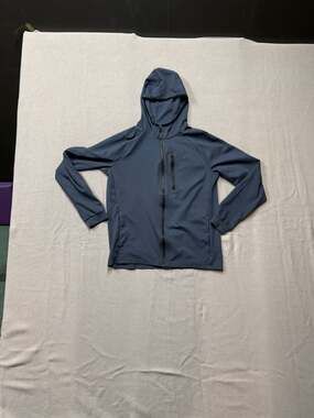 Apana Men's Luxe Premium Stretch Full Zip Hoodie Jacket Blue Size Large